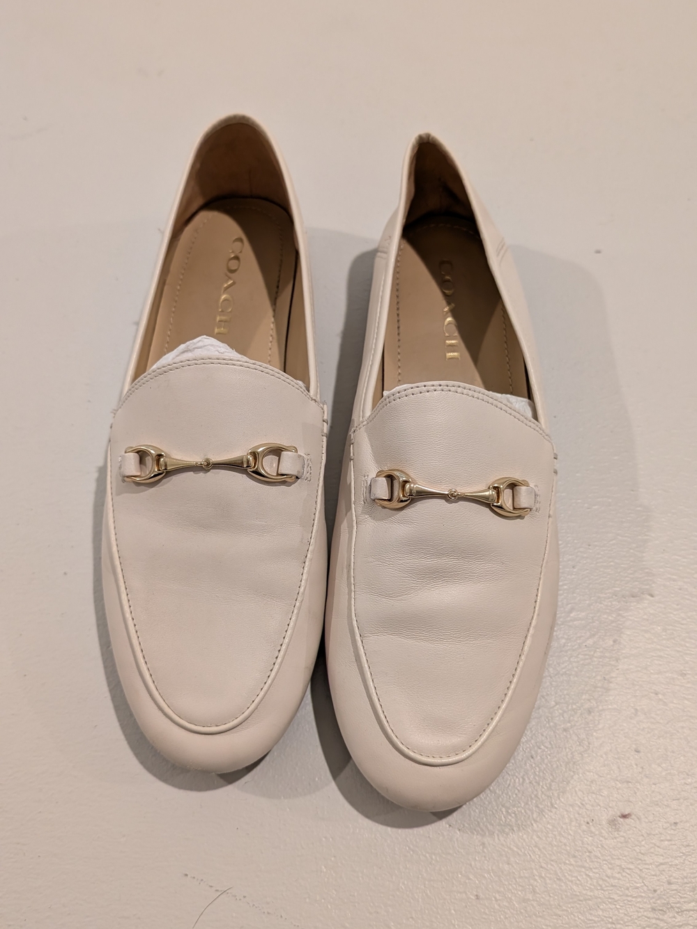 Coach Cream Leather Bit Loafers with Gold Hardware - Picture 4 of 4